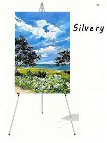 1pc 63 Inch Wedding Sign Stand, Foldable Floor Display Rack, Black Tripod, Suitable For Wedding Signs, Posters, Welcome Boards, Large Adjustable Metal Easel, Black Base, Easter Gift, Suitable For Wedding Banners And Poster Display, Desktop Metal Easel - Multicolor - View 3