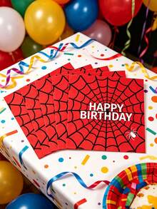 24pcs Halloween Spider Web Cocktail Napkins, Red Spider Web Disposable Cocktail Napkins, Theme Party Cocktail Disposable Paper Napkins, Spider Web And Spider Pattern Napkins, Holiday Birthday Decoration Decorative Dinner Napkins - A - View 4