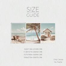 3Pcs Neutral Boho Beach Canvas Wall Art, Palm Swing, Beach Basket & Coastal Hut Prints, Calm Coastal Farmhouse Decor For Living Room Bedroom, Soft Tropical Home Decoration, Frameless - 834 - View 3