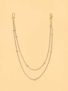 STONEFANS 1pc Gold Double Layer Pants Chain For Women, Pendant Waist Chain/Hip Chain, Rhinestone Body Chain Accessory, Suitable For Jeans, Skirts, Music Festivals, Parties, Nightclubs, Beach Vacations, Street Style - Multicolor - View 8