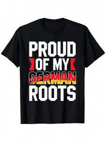 Proud Of My German Roots, Oktoberfest 2023 Germany Heritage T-Shirt, Funny Christmas T-Shirts, Graphic T-Shirts For Men, Black T-Shirt, Men's T-Shirts, 100%, 220 - 黑色 - 查看 1