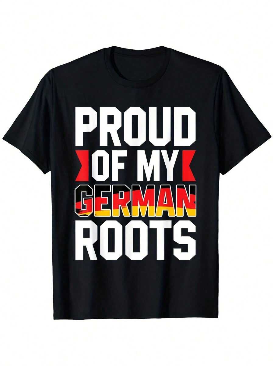 Proud Of My German Roots, Oktoberfest 2023 Germany Heritage T-Shirt, Funny Christmas T-Shirts, Graphic T-Shirts For Men, Black T-Shirt, Men's T-Shirts, 100%, 220 - 黑色 - 查看 1