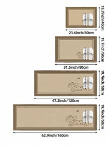 1pc Dog Pattern Long Runner Rug, Kitchen Mat Suitable For Bathroom, Kitchen, Outdoor, Hallway, Bedroom, Living Room, Machine Washable, Easy To Clean Entryway Mat, Non-Slip Bedroom Decor Rug Accessory - Multicolor - View 3