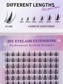 60/120pcs D-Curl Fairy Eyelash Clusters 8-18mm Cartoon Style Eyelash Clusters, DIY Eyelash Extensions, Moist Spiky Anime Eyelashes, Single Eyelash Clusters, Ultra-Thin Invisible Eyelash Band, Suitable For Beginners Daily, Wedding, Date, Party, Music Festival, Halloween And Other Occasions. Eyelash Clusters, Eyelash Clusters, Single Eyelashes, False Eyelashes. - D - View 5