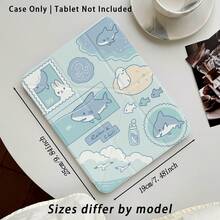 海豚、白兔、海鷗、小魚圖案彩繪效果平板保護殼附支架，適用於 Honor 8/9/10/X8/X8A/X9/X8Pro/X9Pro、MatePad SE 11 吋/MatePad 11 吋/11.5 吋、MatePad Pro、Apple 10代/11代 2025 (A16)、Galaxy Tab A7/A9 及其他熱門機型 - 款式13 - 查看 3