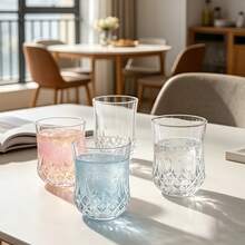 6PCS Plastic Anti-Drop Liquor Glasses, White Liquor Glasses, Vintage Embossed Glass Cups, Whiskey Glasses, Foreign Liquor Glasses, Unbreakable Anti-Drop, Heavy Base Transparent Whiskey Plastic Liquor Cups, Suitable For Tequila, Cocktails And Spirits, Perfect For Parties/Bars/Housewarming Gifts. - Clear - View 6