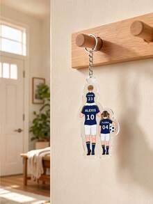 Personalisierter Weltcup Fußball Familien Acryl Schlüsselanhänger, 1/3/5 Stücke, individueller Name & Trikotnummer, 2,5/3 Zoll, 2-5 Familienmitglieder, herzliches Erinnerungsgeschenk für Fußballfans, idealer Vatertag & Weltcup Souvenir - Verschiedenfarbig - Übersicht 6