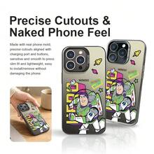 1pc Disney Toy Story 5 Cartoon Buzz Lightyear Phone Case, Running Buzz Lightyear Space Style Retro Cartoon Anime Handsome Men's Protective Cover, Birthday Holiday Gift Choice, Compatible With Iphone 18 Pro/18 Pro Max/17/17 Pro/17 Promax/16/15/14/13/12 PRO&PROMAX Series Phone Case - Color Silver Black - View 4