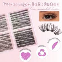 Lash Group Set, 640 Lash Extensions For Elongation, 10-17mm Individual Lashes, D-Shaped, Fluffy, Wispy False Lashes, DIY Kit - View 8