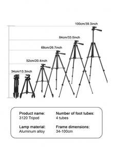 Portable Aluminum Alloy Tripod Stand For Camera, Live Streaming, Photography And Telescope - Black - View 9