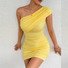 Vestido verano hombros al descubierto fruncido ajustado mujer euroamericano estilo pure desire - Negro - Ver 8