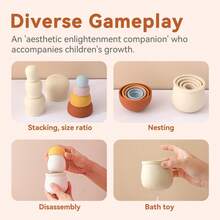 Stacking Nesting Mushroom Toys, Size Recognition Sorting Educational Toy, Early Childhood Fine Motor Skill Training, Toddler Water Play Toy - Multicolor - View 8