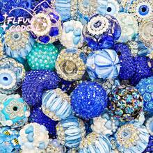 10 Random Resin Crystal Waterdrop Separator Beads, Loose For Pendants, Necklaces, Bracelets, Earrings, Jewelry Making & Pen DIY, With Elegant Bag - 藍色 - 查看 1