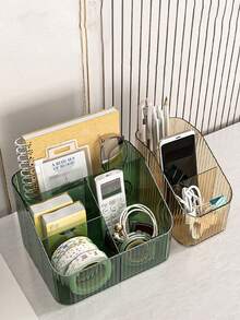 輕奢冰川水波紋壓克力化妝品收納盒 大容量梳妝台口紅護膚品收納架 多格化妝刷與雜物桌面收納盒 - 彩色 - 查看 7