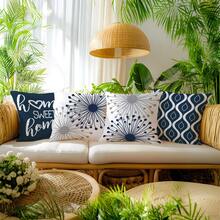 MEMNUN 4 piezas Fundas de cojín con estampado de texto "Home Sweet Home" y patrón geométrico de diente de león moderno y minimalista (rellenos de cojín no incluidos) hechas de material de poliéster con impresión de un solo lado Fundas de almohada 17.7*17.7in(45*45cm)/19.69*19.69in(50*50cm)/15.75*15.75in(40*40cm) Fundas de cojín Fundas de almohada Cojines de sofá Adecuado para decoración del hogar Sala de estar Fundas de cojín de sofá Todas las estaciones Regalo universal - Multicolor - Ver 8