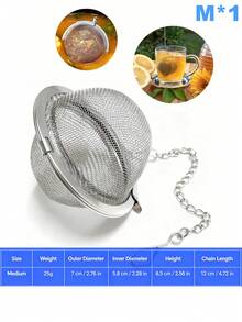 1 st tesil, kryddboll, tesil i metall, teboll, tesil, nättesil, premium tefilter, nättefilter, kreativ tebladsseparator, kökstillbehör, köksredskap, tillbaka till skolan - Silver - Visa 14
