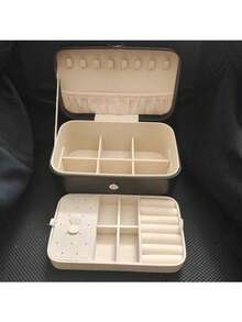 Large Capacity Luxury Genuine Leather Double Layer Jewelry Storage Box With Layered Design And Accessory Tray. Suitable For Women/Girls To Store Earrings, Necklaces, Rings And Bracelets. Perfect Gift For Mother/Wife/Valentine's Day And Ideal Choice For Classmates And Best Friends During Back To School Season. - Multicolor - View 11