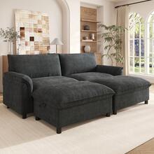Sofá Modular Cloud - Sección Beige 3 Asientos, Estantería Oculta - Negro, 4 plazas - Ver 5