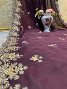 Faux Georgette Saree With Unstitched Blouse, Cultural Wear For Women - Multicolor - View 5