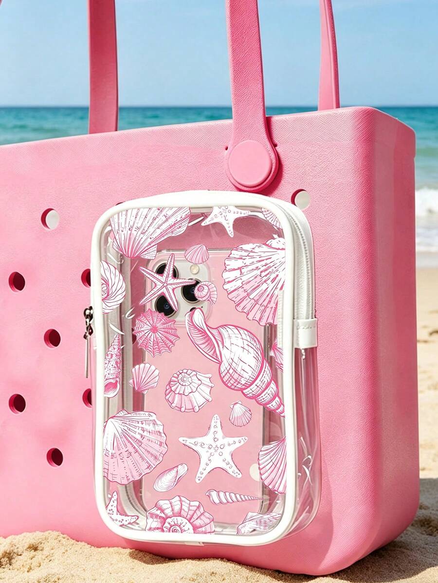 New Ocean Shell Pattern Bogg Beach Phone Bag (Includes Starfish & Shell Pattern) - Accessory, Phone Bag, Toiletry Bag; Essential For Travel And Outings, Can Be Used As Decorative Charm - Multicolor - View 1