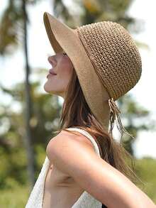 Women's Wide Brim Sun Hat, Adjustable Beach Hat, UPF 50+ Protection, Gift For Valentine's Day - A - View 9