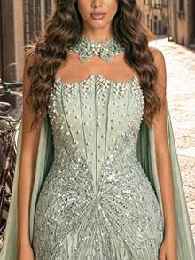 LUVISTRUE Women's Romantic Charming Strapless Mermaid Backless Formal Evening Gown, Suitable For Wedding Guest, Prom, Homecoming, Cocktail Party, Graduation Ceremony, Gala, Long Dress - Grass Green - View 6