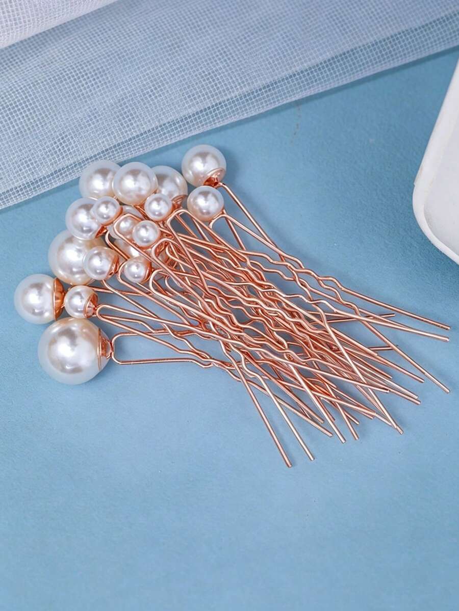 18pcs Bridal Faux Pearl Hair Pins Suitable For Important Occasions