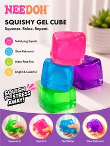 1pc Random Transparent Maltose Ice Cube Squeeze Stress Ball, Solid Soft Chewy Square Fingertip Toy, Soft Stretchable TPR Anxiety Relief Sensory Toy, Suitable For Kids And Adults, Portable Desktop Stress Relief Toy, Perfect Party Favor And Holiday Gift - Multicolor - View 11