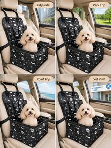 Waterproof Breathable Pet Car Seat, Portable Foldable In-Car Dog Ty Basket For Small Medium Pets, Universal Car Seat Cover With Breathable Mesh, Non-Slip Bottom & Seat Belt Anchor For  Pet Riding - One Size Fits All - View 8