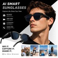 نظارات ذكية SENBONO مع كاميرا HD بدقة 8 ميجابكسل، نظارات صوتية بلوتوث، مكبر صوت وميكروفون مدمج، تدعم تسجيل الفيديو والتقاط الصور بدون استخدام اليدين، متوافقة مع نظام iOS/Android، مناسبة للرجال والنساء - مشاهدة 4