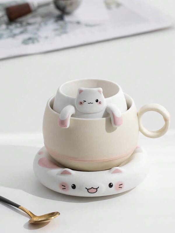 Super life 1/Zestaw ceramicznych kubków kreatywnych w stylu ING, wysokiej jakości kubek na prezent, ceramiczny kubek do kawy, kubek do latte art, kubek do herbaty w kwiaty, kubek do wody dla par, odpowiedni na kreatywne prezenty świąteczne i urodzinowe dla kobiet