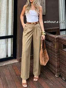 Autumn New Wide Leg Casual Pants, Minimalist Versatile, Effortlessly Achieve Daily Slouchy - Khaki - View 2
