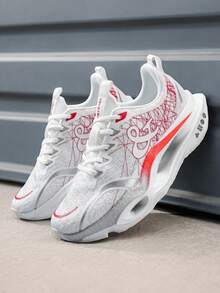 Chaussures de course pour hommes, chaussures de sport polyvalentes à plaque de carbone pour hommes, chaussures de course légères et amorties, chaussures de fitness basses, semelle amortie, conception durable et facile à nettoyer, convient pour la marche, le port décontracté, style sportif minimaliste - Blanc et rouge - Voir 8