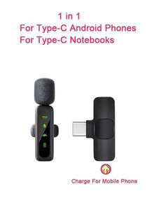 This New Wireless Clip-On Microphone Is Designed For Recording, Compatible With IOS, Type-C Android Devices And Type-C Laptops. It Is Perfect For Live Streaming And Short Video Shooting, Supporting 1-To-1 And 1-To-2 Connections. - View 11