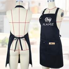 Customized Text Apron, Personalized Apron, Waterproof Apron, Customized Funny Cooking Kitchen Apron, Chef Apron, Bride And Groom Black And White Apron Set,Chef Cooking Kitchen Apron, Outdoor BBQ, Father's Day Gift, Birthday Gift, Personalized Gift - Multicolor - View 2