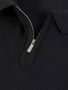 ZYNTH BALENO Men's Summer Zipper Polo Collar Knit Short Sleeve Sweater, Suitable For Outdoor Sports And Gym Workouts - Black - View 8
