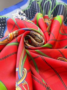 1pc Vintage Fashion Paisley Print Headscarf Thin Sun Protection Shawl Women's Hair Scarf Faux Silk Square Scarf Hand-Packed Decorative Square Scarf Decorative Ribbon - FG481-4 Navy Blue - View 3