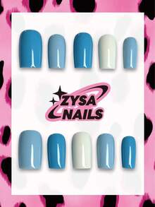 Zysa 10pcs Handmade Nails Press On Nails Short Nails For Summer Vacation Graduation Party - Multicolor - View 1