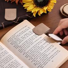 3pcs Solid Color Minimalist Leather Magnetic Bookmarks, Business Style Unisex Double-Sided Bookmark Clips, Gift For Book Lovers, Readers, Teachers, Students, Book Accessories, Coffee Brown And Silver Pattern - Rectangle - View 9