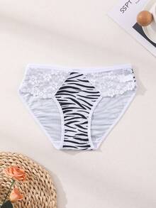 Mystèrelle 2 buah Celana Dalam Seksi Motif Leopard dari Sutra Es, Gaya Menggoda dengan Hiasan Renda dan Jala, Kancing Logam untuk Kontrol Perut dan Pengangkat Bokong - MultiWarna - View 7