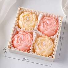 4-Piece Handmade Rose Scented Candles, Handmade Bouquet Shape, Women's Gift, Home Decor, Aromatherapy, Suitable For Christmas, Thanksgiving, Valentine's Day, Birthday And Other Holidays, Perfect Gift For Mother, Sister, Child, Lover, Friend And Family - Multicolor - View 8