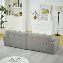 Cloud Sofa, Two Oversized Seats – Wide Armrests And A Modern Design With Tufted Details. Curved Sofa, Ideal For Living Rooms And Apartments. No Assembly Required. - Grey - View 4