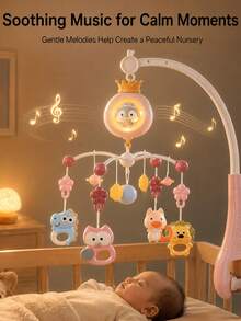 Remote Control Baby Crib Mobile With Projection, Rotating Educational Hanging Bell Toy, Suitable For 0-6 Months Newborn Early Learning, Baby Supplies, Sensory Toy, Baby Rattle, Baby Crib Mobile, Baby Toy, Newborn Essentials, Newborn Essentials, Baby Essentials - Multicolor - View 10