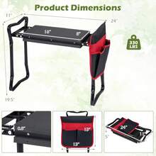 Garden Kneeler And Seat, Heavy-Duty Garden Bench W/Large Tool Pouch, Widen EVA Foam Kneeling Pad, Portable Gardening Helper For Women Men Seniors, Foldable Garden Stool For Kneeling & Sitting - Black - View 4
