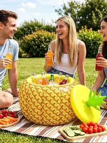 2pcs/1pc Inflatable PVC Pineapple Ice Bucket With Lid, Made Of Thickened PVC, Essential For Outdoor Gatherings, Picnics, Camping Trips, Pool Parties And Beach Parties - One Size Fits All - View 1