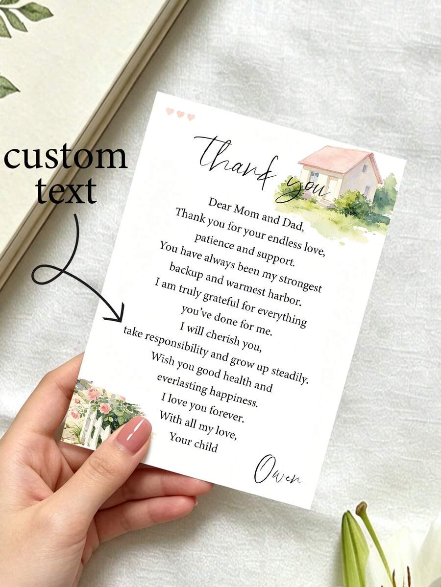 Custom Personalized Thank You & Greeting Cards For Weddings, Birthdays, Mother's Day, Anniversaries, Showers & Holiday Parties. Custom Text Cards, Cards With Custom Envelopes, Personalized Gift Note Cards & Custom Thank You Letters. - Thank You Card - View 1