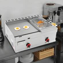 HOHOBLA 2-In-1 Commercial Propane Deep Fryer With Griddle, 6.34QT Stainless Steel Gas Propane Flat Top Grill Griddle With Removable Basket Countertop Fryer With Temperature Control For Restaurant Home Kitchen - Default - View 4