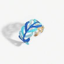 1 peça Pulseira aberta de mulher estilo boémio de verão em ráfia trançada com forma de folha, pulseira ajustável trançada colorida com folha vazada, acessório de pulso personalizado para férias tropicais na praia - Multicolorido - Ver 13