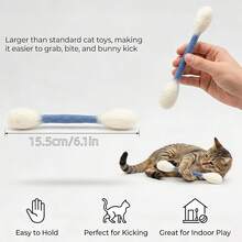 Cotton Swab Shaped Cat Interactive Toy, Extra Large Cat Teaser Wand, 6pcs/Pack, Suitable For Cats And Dogs, Outdoor Training, Indoor Boredom, Durable Teething Rope, Large Interactive Cat Kick Toy Gift Accessory - Multicolor - View 2
