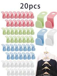 5-100PCS Hanger Connectors Cascading Hanger Hooks Extension Clips Connecting Hooks Suitable For Heavy Duty Space-Saving Hangers Or Closets. Plastic Hanger Connector Hooks, Space-Saving Hooks And Clips - Multicolor - View 16